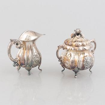 An Austrian silver coffee pot, tea pot, cream jug and sugar bowl, Vienna 1826.