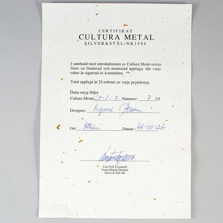 SIGURD PERSSON, two 'Cultura' plates, 1988.
