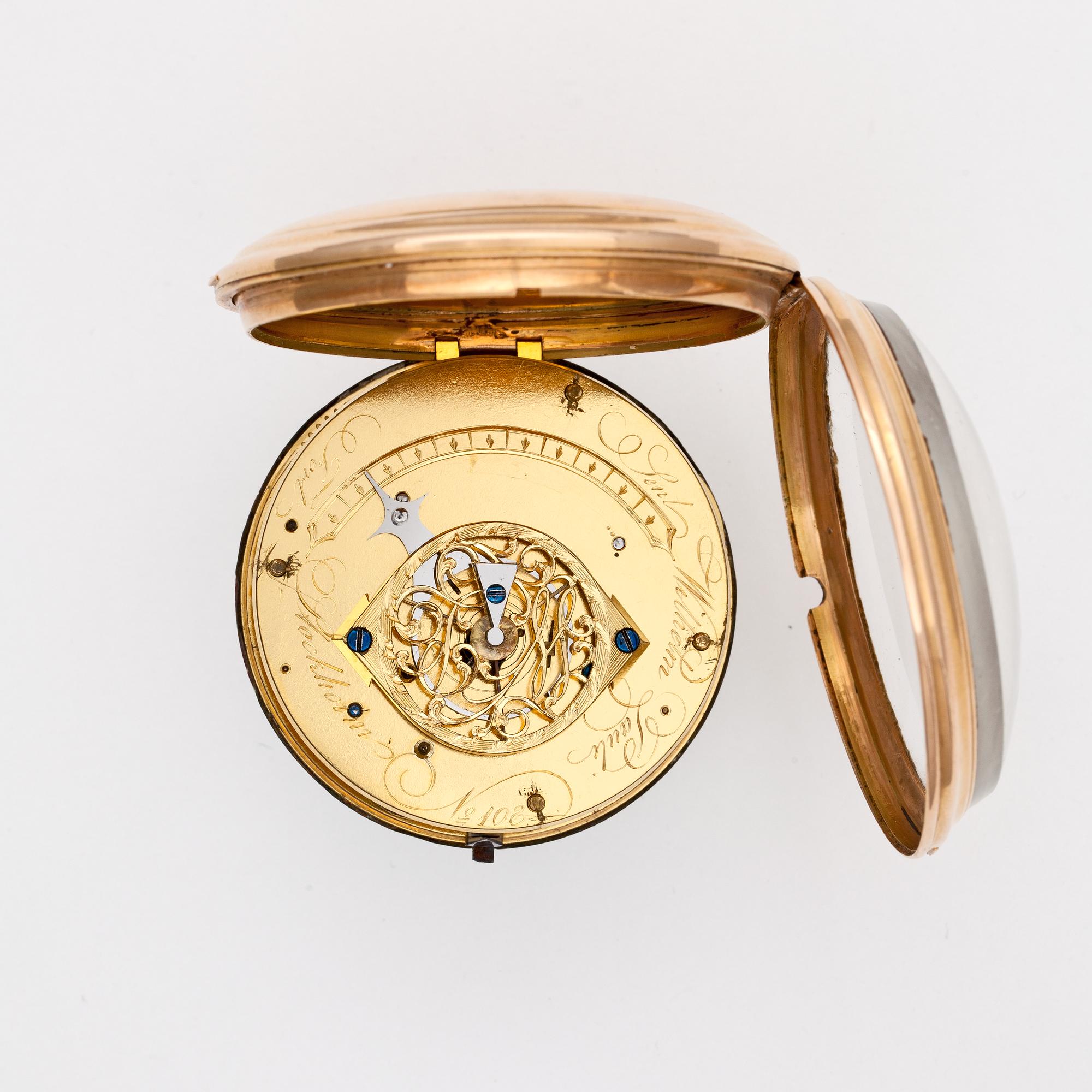 SPINDELUR, guld, Wilhelm Pauli, tidigt 1800-tal.
