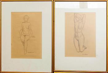 MAX WALTER SVANBERG, 4 blyertsteckningar, signerade och daterade.