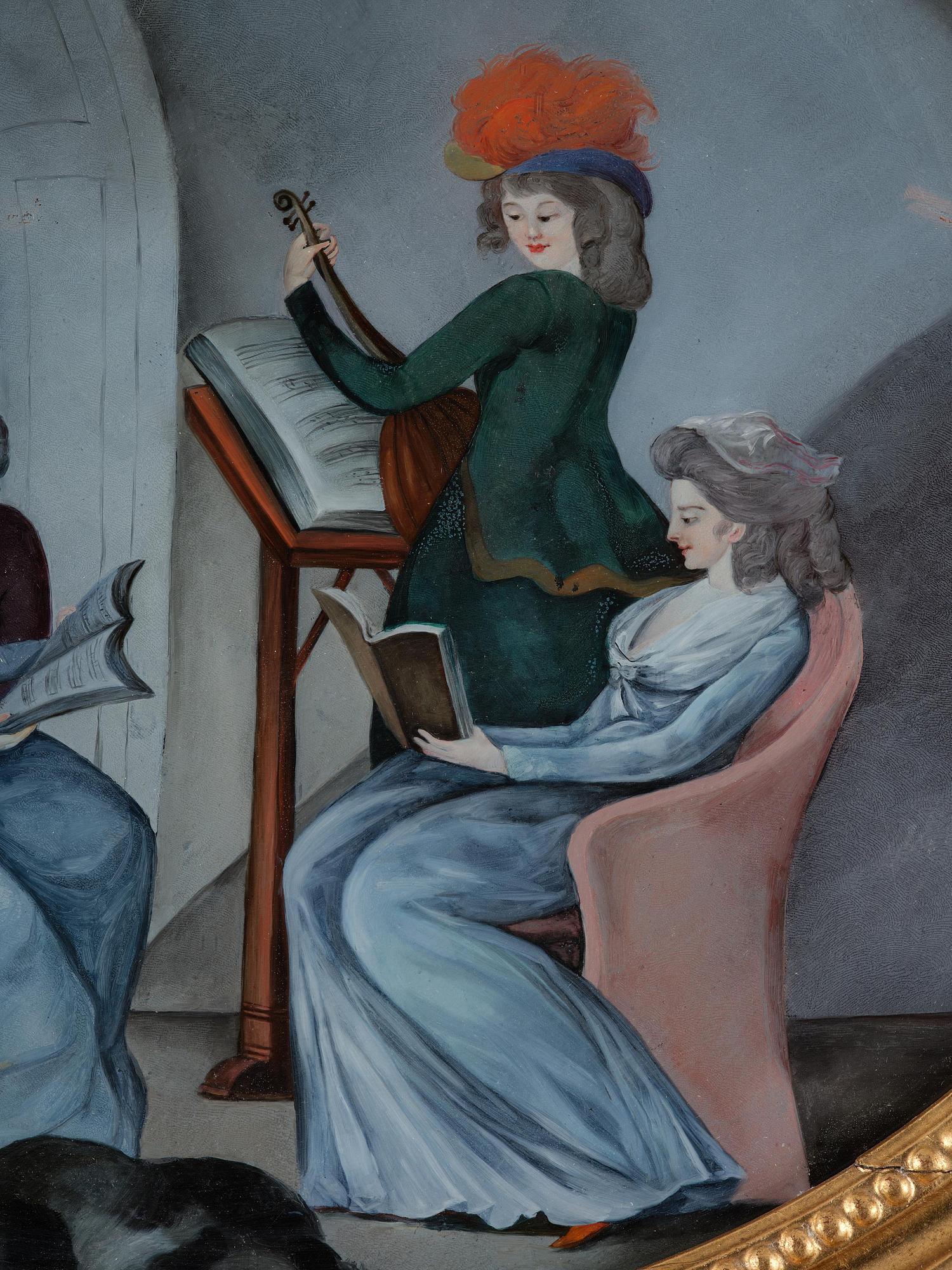 A pair of presumably English reverse-glass paintings, late 18th century.