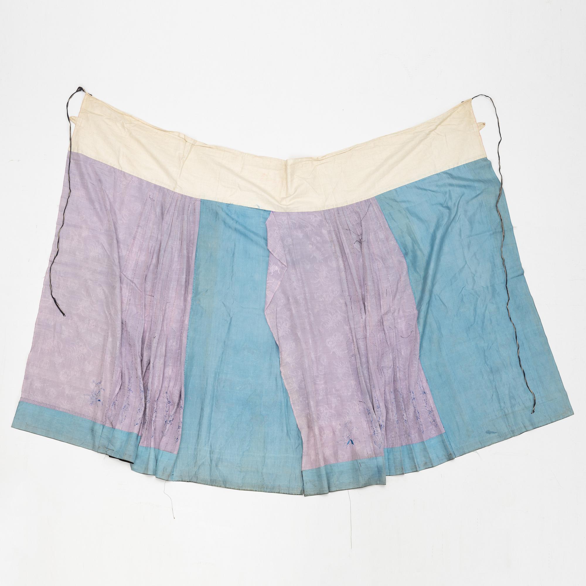 Two Chinese embroidered silk skirts, Qing dynsty, beginning of the 19th century.