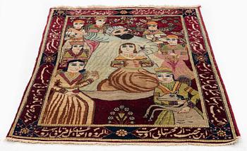 Matta, antik figural, Kirman Laver, södra Persien, ca 85 x 58 cm.