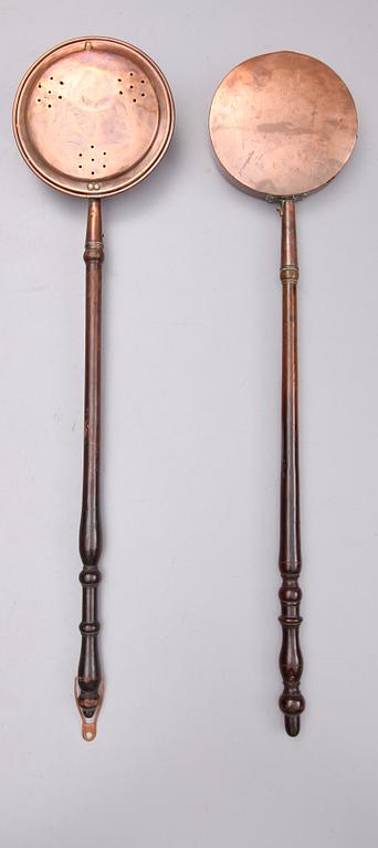 SÄNGVÄRMARE, 2 st, koppar, England, 1800-/1900-tal.