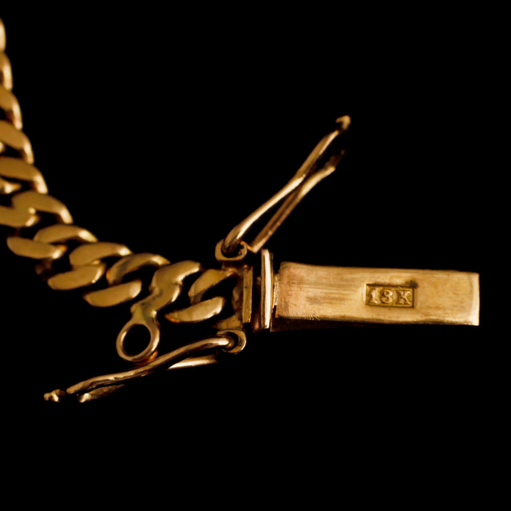 ARMBAND, 18 k, kedjelänk. Vikt ca 6 g.