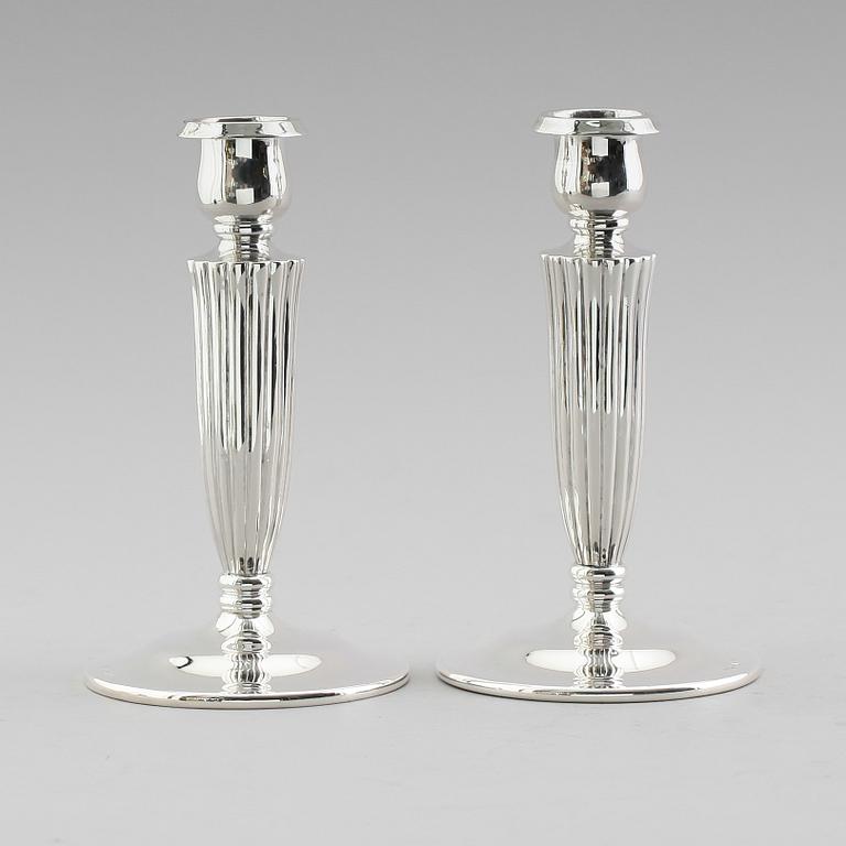LJUSSTAKAR, 1 par, silver, Jensen, 1900-tal.