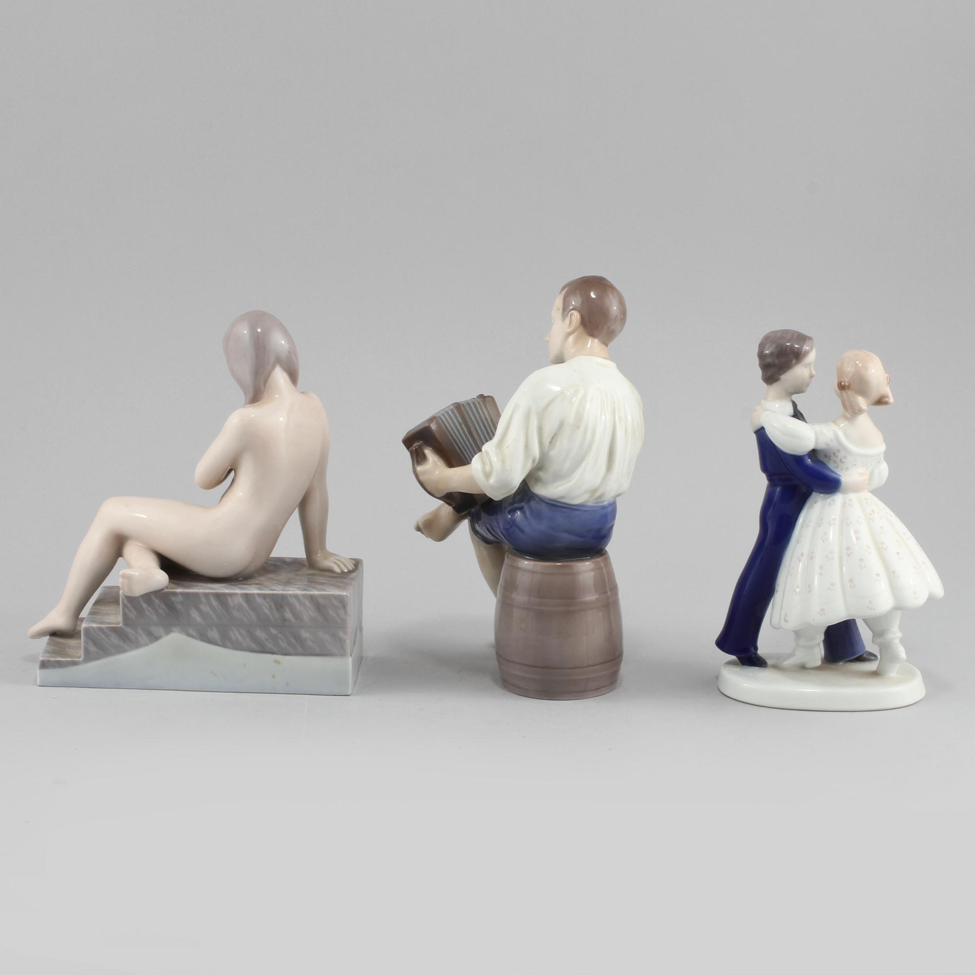 FIGURINER, 3 st, porslin, Bing & Gröndal, 1900-talets andra hälft.