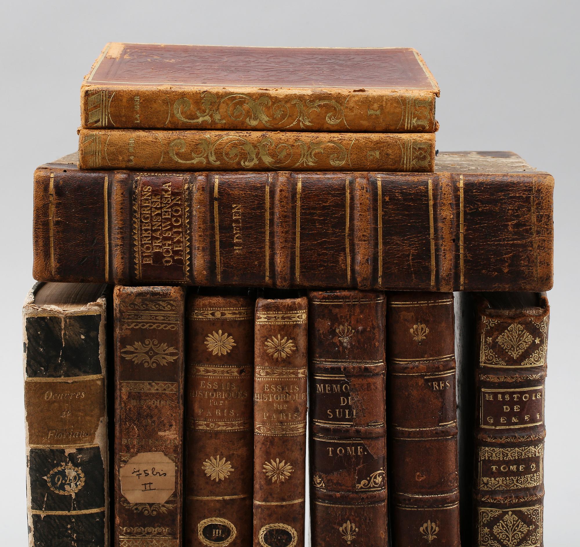 BÖCKER, 10 st, Sverige och Frankrike, 1696-1836.