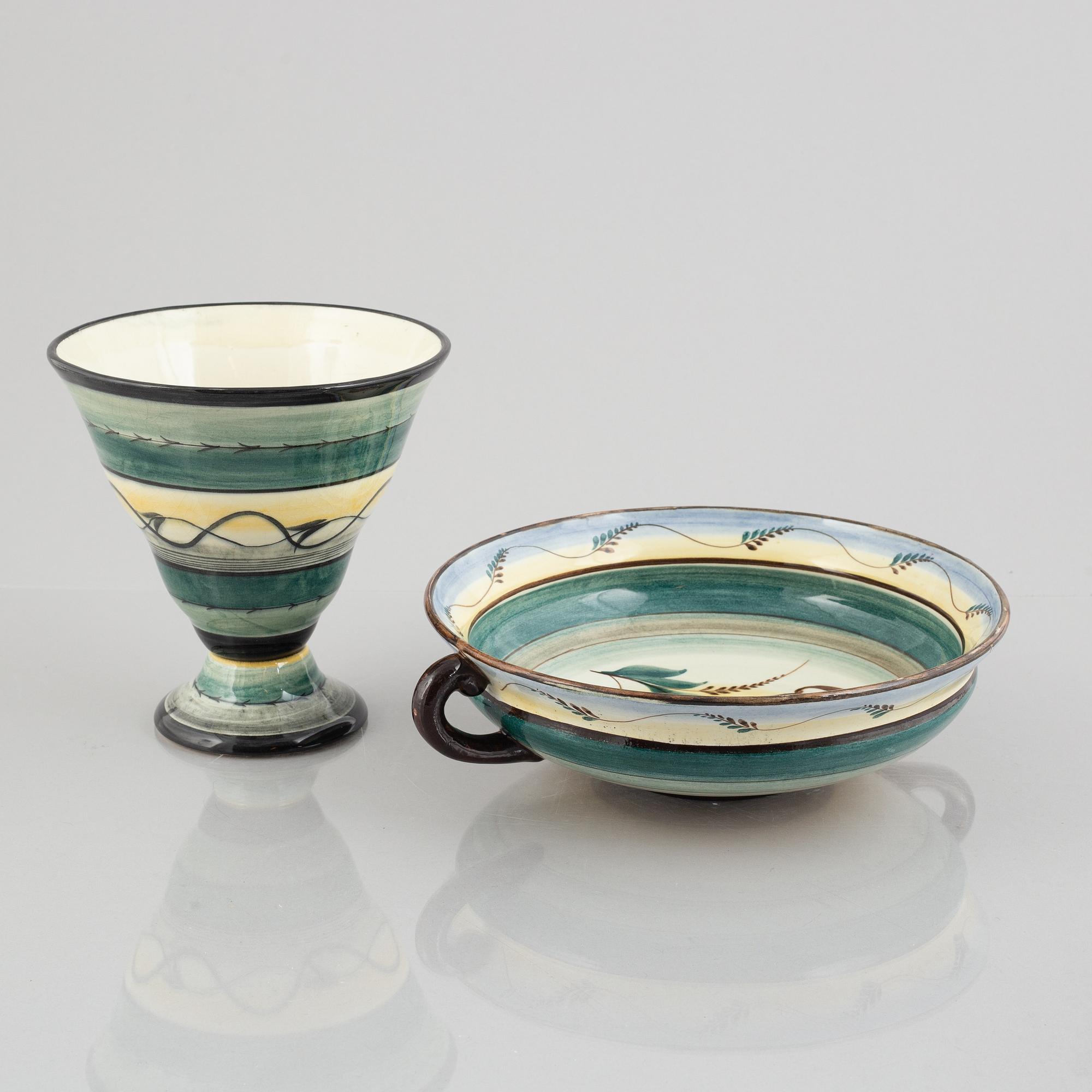 Ilse Claesson, skål och vas, Rörstrand, 1920/30-tal.