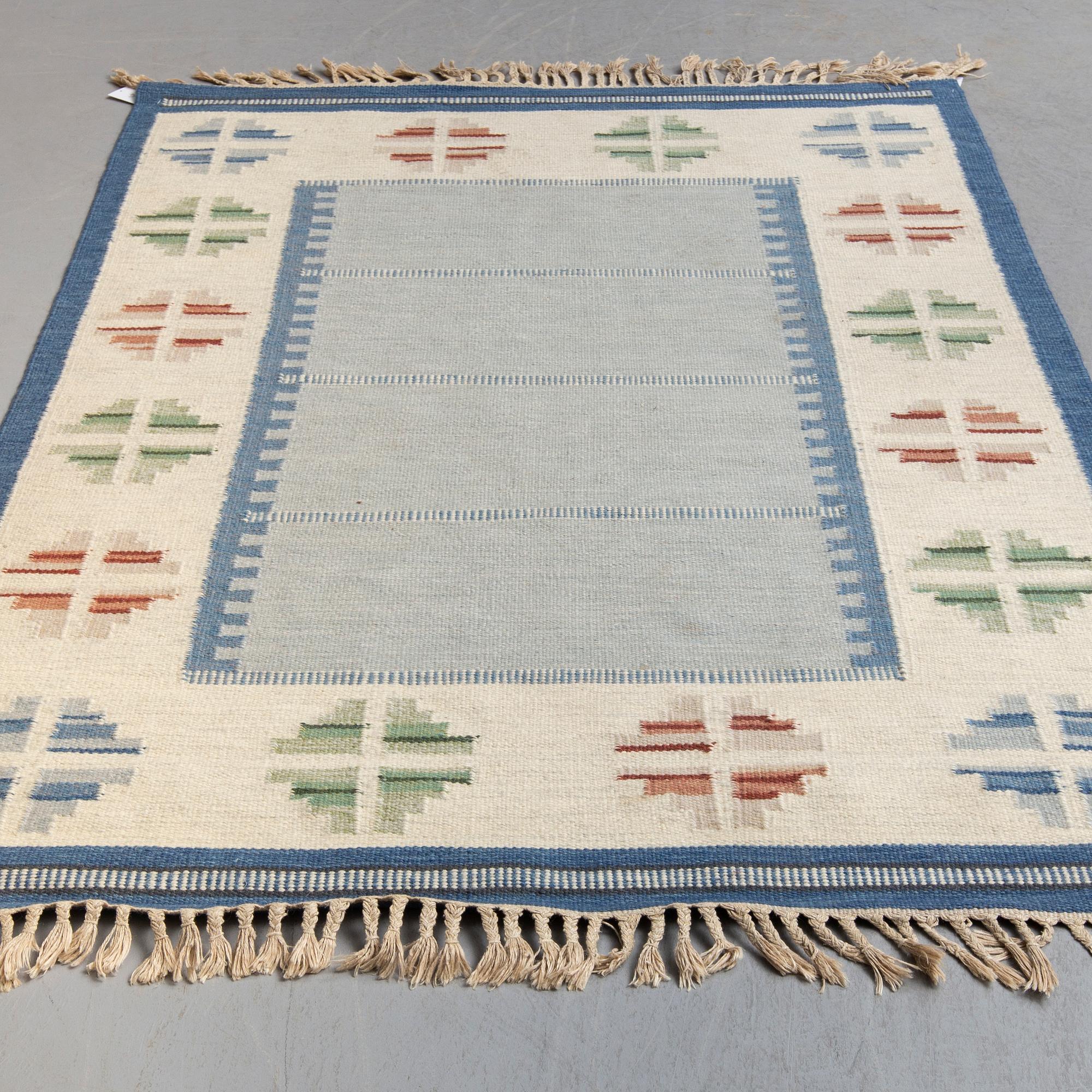 MATTO, flat weave, ca 198,5 x 138,5 cm, Sweden around the middle of the 20th century.