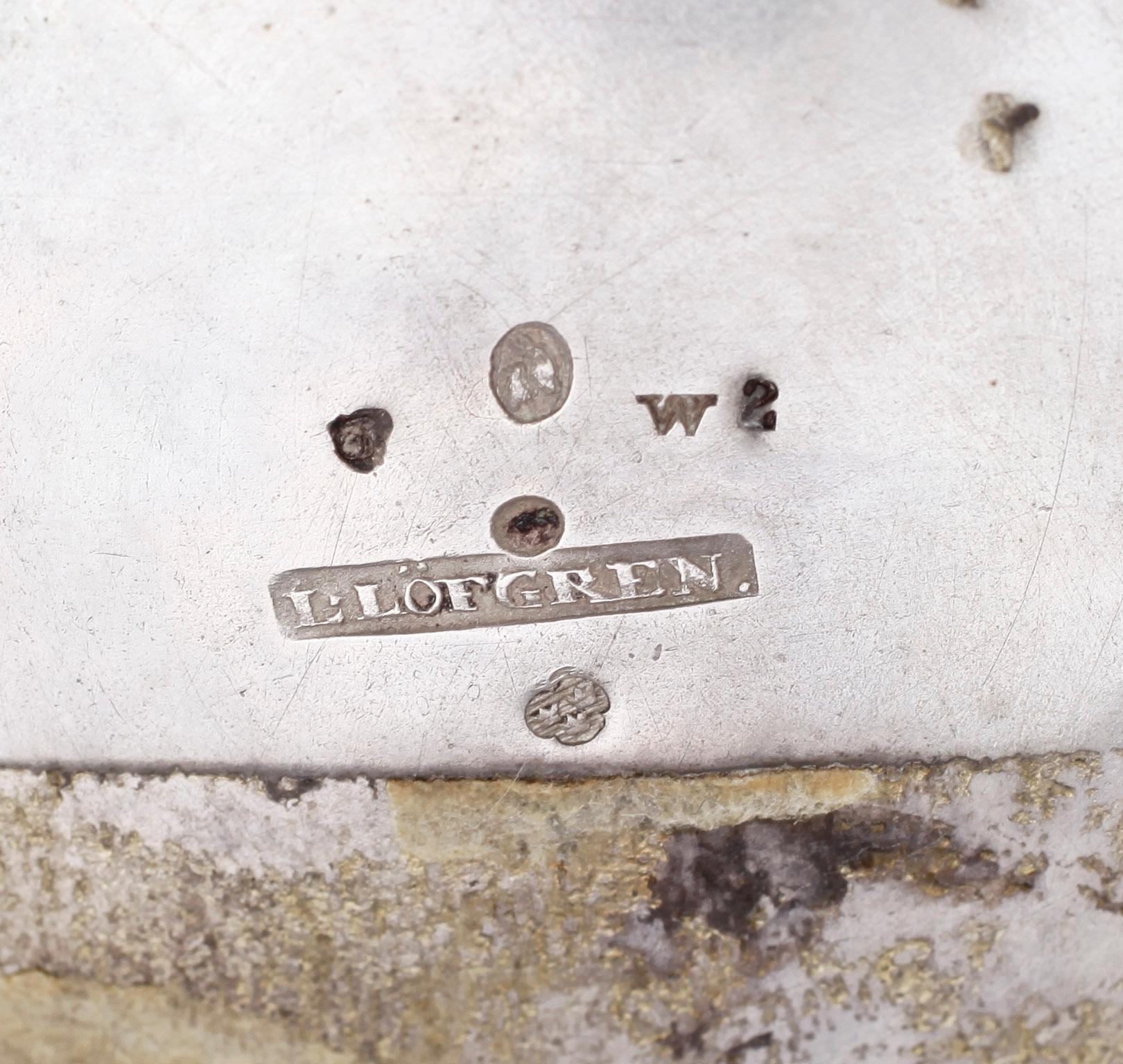 BÄGARE, silver, Lars Löfgren, Hudiksvall, verksam 1797-1854. Vikt ca 290 g.