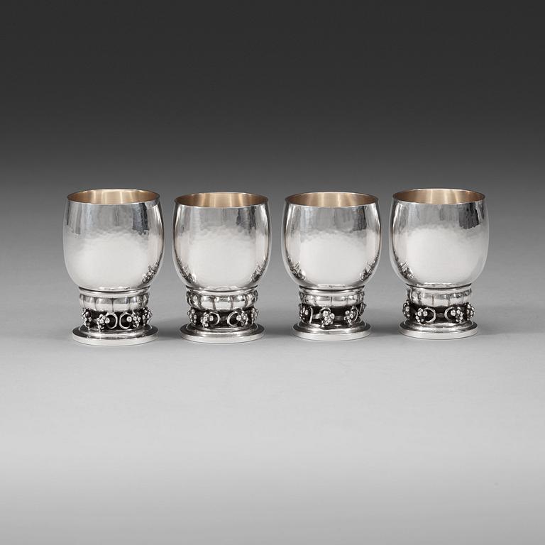 Georg Jensen, bägare, 4 st, Köpenhamn 1977-1996, sterling,