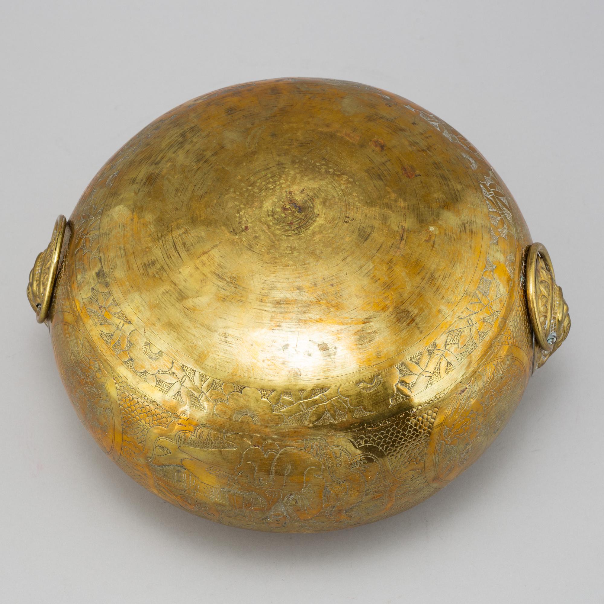 A large Chinese brass censer, early 20th century.