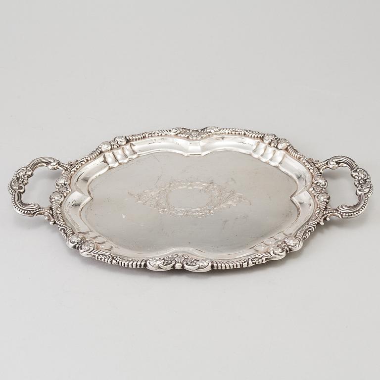 BRICKA, silver, 1800-tal, svenska importstämplar.