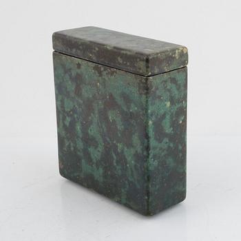 Hans Hedberg, ash container with lid, stoneware faience, Biot, France.