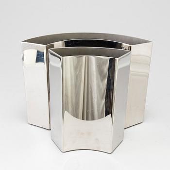 A pair of stainless steel vases by Ann Wåhlström from Cultura Metal, Sweden.