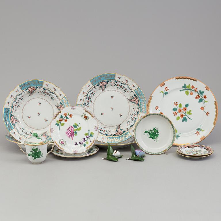 12 parts of hand painted porcelain by Herend Hungary.