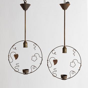 A pair of Swedish Modern ceiling lamps, 1940s.