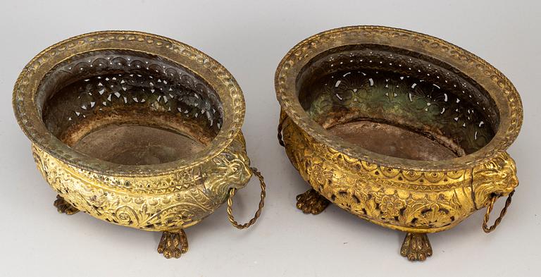 Two brass jardinieres, 19th century.