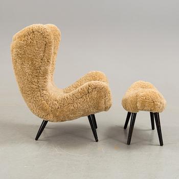 A Nordiska Kompaniet armchair and stool.