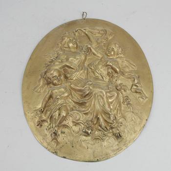 VÄGGRELIEF, patineradbrons, 1900-tal.