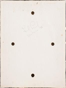 LEIF TJERNED, olja på papp-pannå med ovan tryckt collage, signerad. Daterad Stockholm- 88 a tergo.