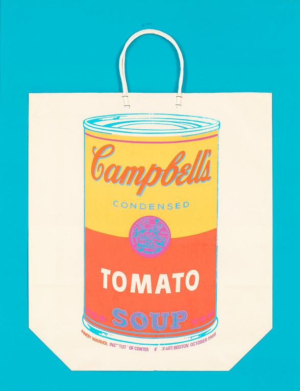 Andy Warhol, "Campbell's soup can on shopping bag".