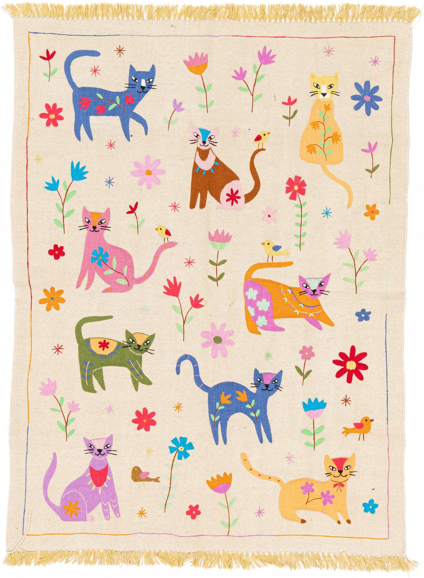 A hand-embroidered Kelim rug, c. 205 x 150 cm.