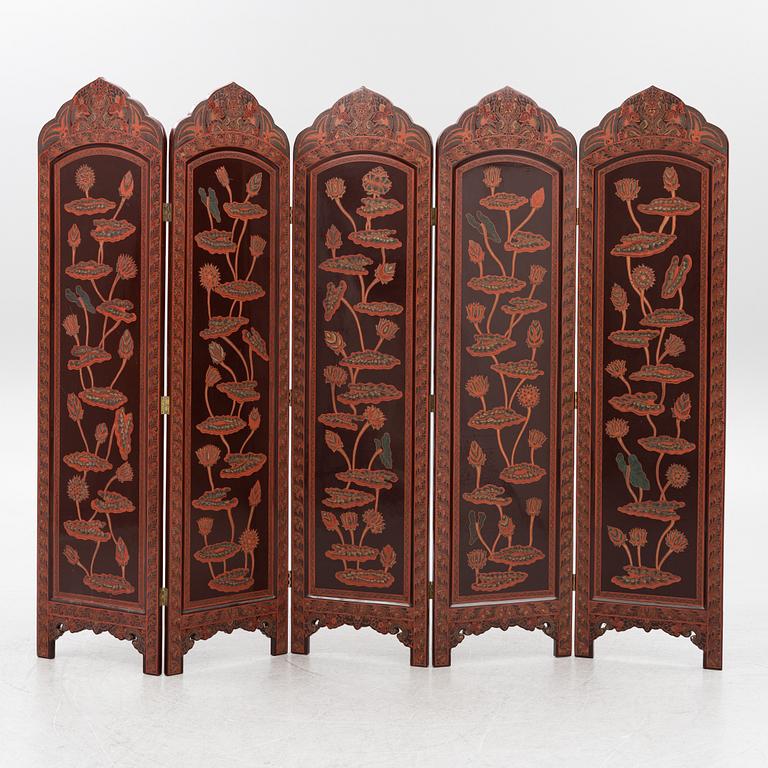 A folding screen, south east Asia, second half of the 20th century.