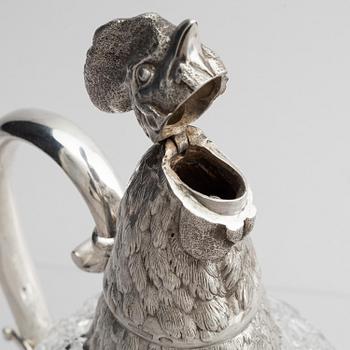A pair of silver and cut-glass decanters, mark of Gratchev company, St. Petersburg 1908-1917.