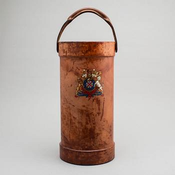 A LEATHER UMBRELLA STAND.