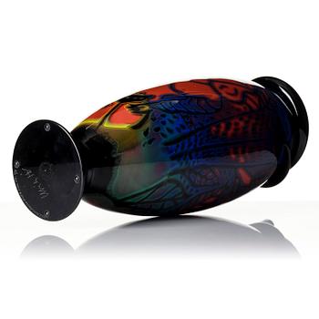 Ulrica Hydman-Vallien, a graal glass vase, Kosta Boda, Sweden, edition 1/5.