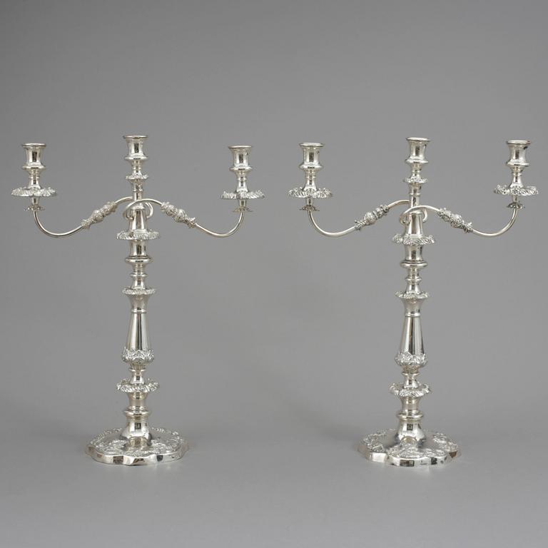 KANDELABRAR, ett par, nysilver, 1900-tal.