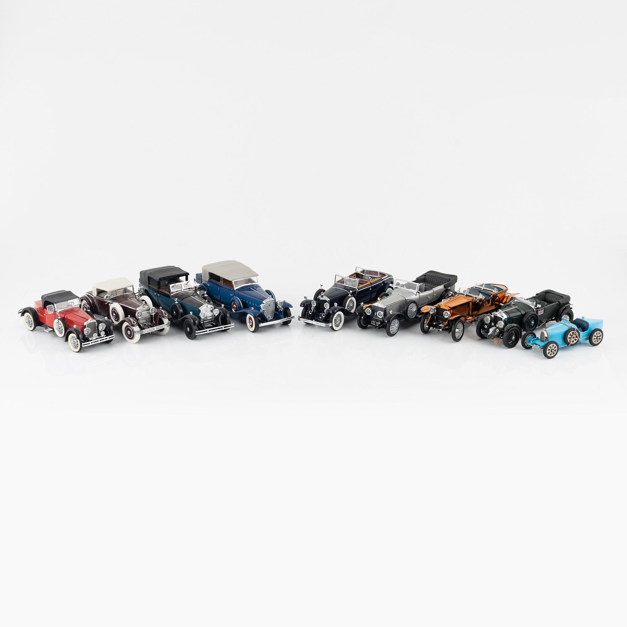 Nine die cast model cars, Franklin Mint.