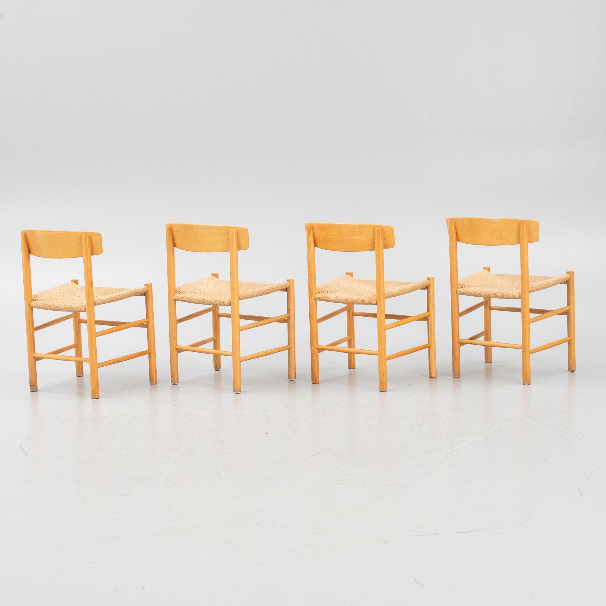 Børge Mogensen, stolar, 4 st, "J39”, FDB Møbler, Danmark, 1900-talets andra hälft.