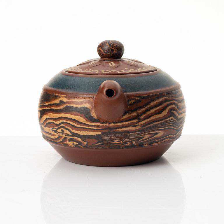He Yanping, A polychrome yixing teapot, China, 1990s.