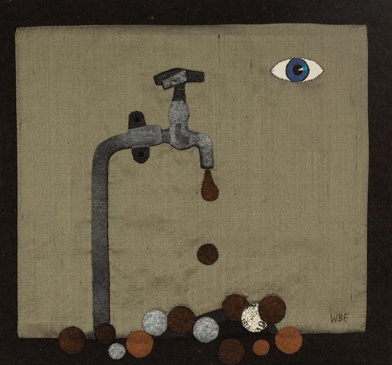 Wibeke Beck-Friis, collage in textile, signed WBF.