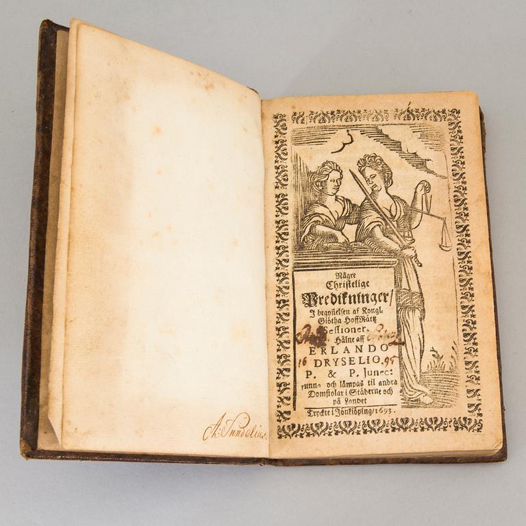 BOK, Erlandus Dryselius samt Johannes Bilberg inbundna tillsammans, 1693 och 1692.