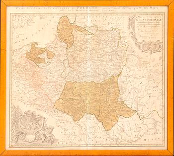 Homanns Erben, map Poland, handcolored copper engraving, Nürnberg 1750.