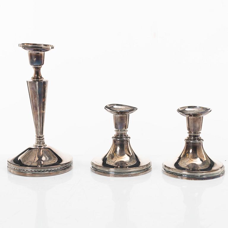Candlesticks, 3 pcs, silver, Markströms Guldsmeds AB, 1961 and 1976.