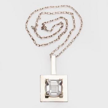 Mirjam Salminen, pendant and chain, faceted synthetic spinel, silver, Kaunis Koru 1974.