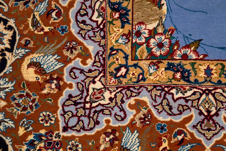 A rug, old Esfahan, figural, ca 233,5 x 156,5 cm.