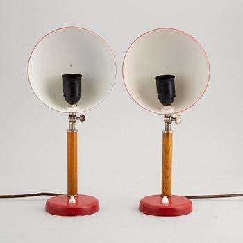 Bords-/vägglampor, ett par, funkis, 1930-tal.
