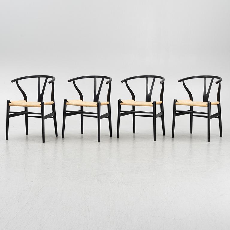 Hans J. Wegner, stolar, 4 st, "Y-stolen" modell CH-24, Carl Hansen & Søn, Danmark.