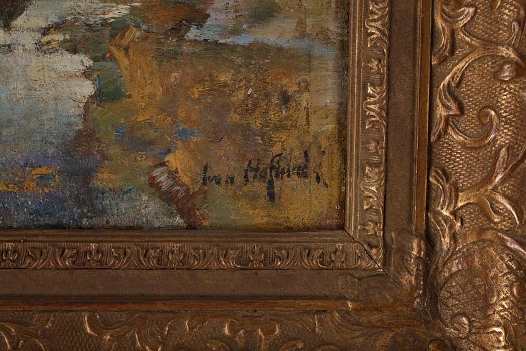 IVAN HOFLUND, olja på duk, 2 st, samt olja på pannå, sign.