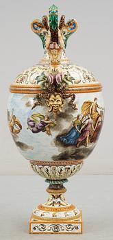 A large majolica 'Historismus' vase, late 19th Century.