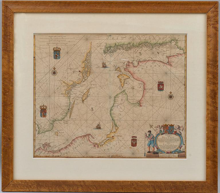 A NAUTICAL CHART, Pascaart Vande Oost-Zee. Anthonie (Theunis) Jacobsz. Amsterdam, c. 1643.