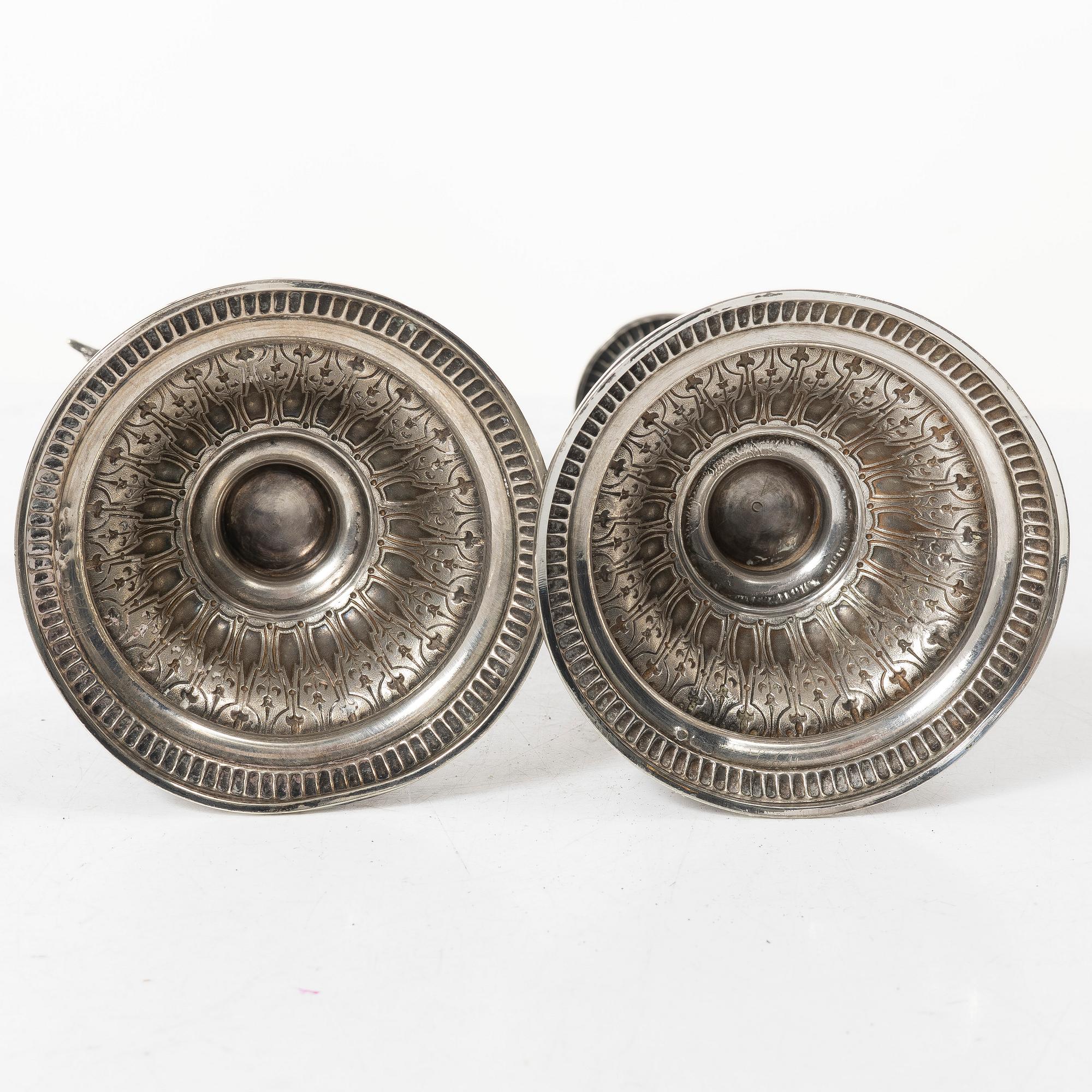 Candelsticks, a pair, silver, 1880s.
