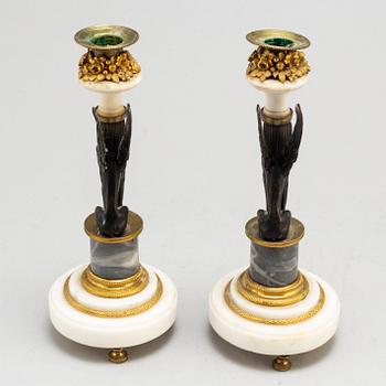 A pair of late Gustavian candlesticks, circa 1800.