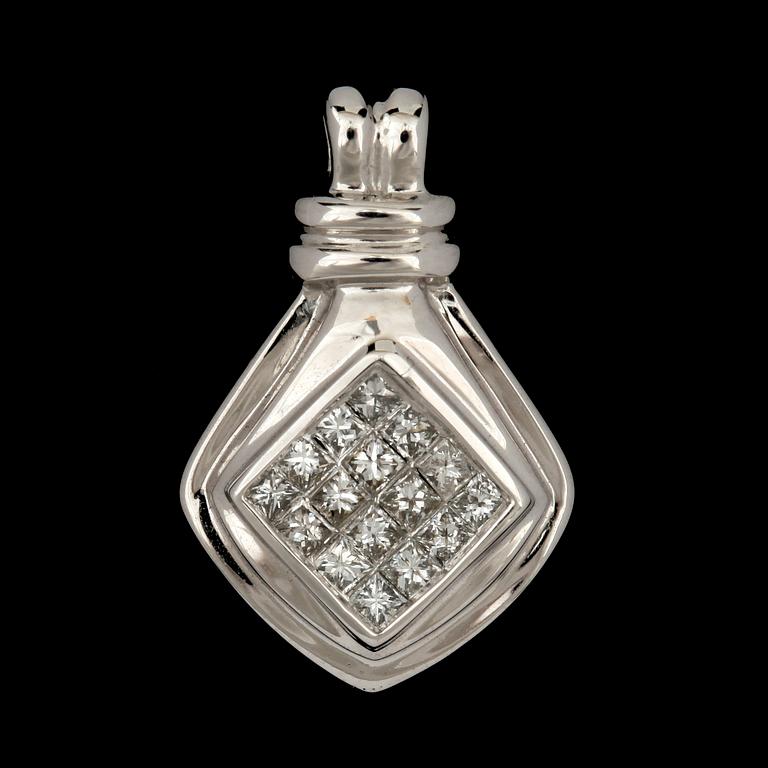 HÄNGE, 18k vitguld med princesslipade diamanter tot ca0,24ct. Vikt 2,2g.